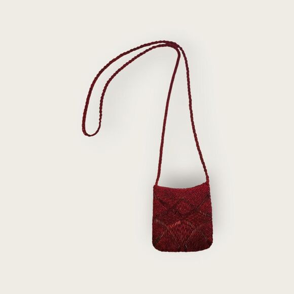 Unbranded Handbags - Vintage 60s red beaded crossbody tiny mini bag